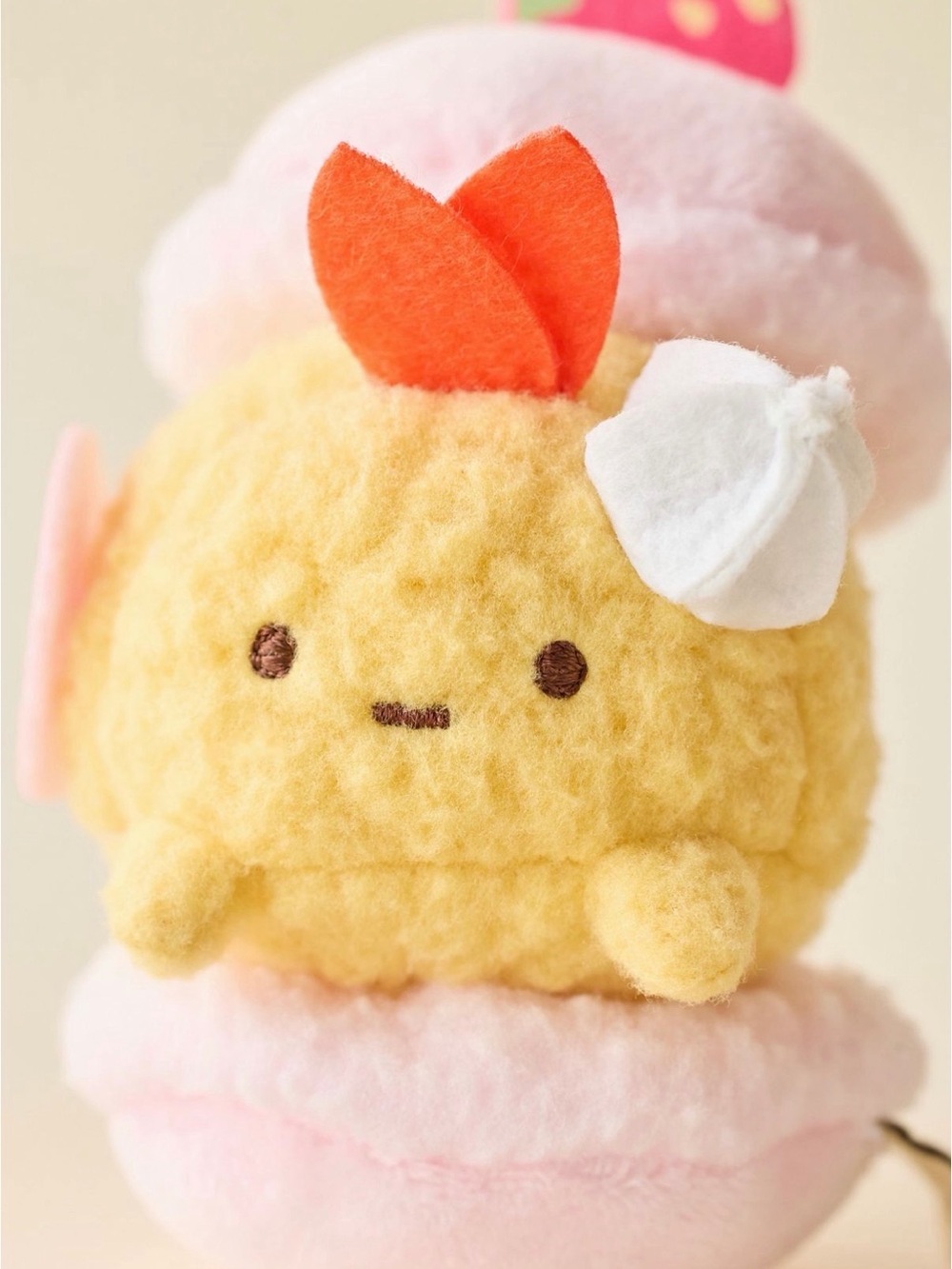 Plush Yellow Dessert Character with Orange Felt Accent